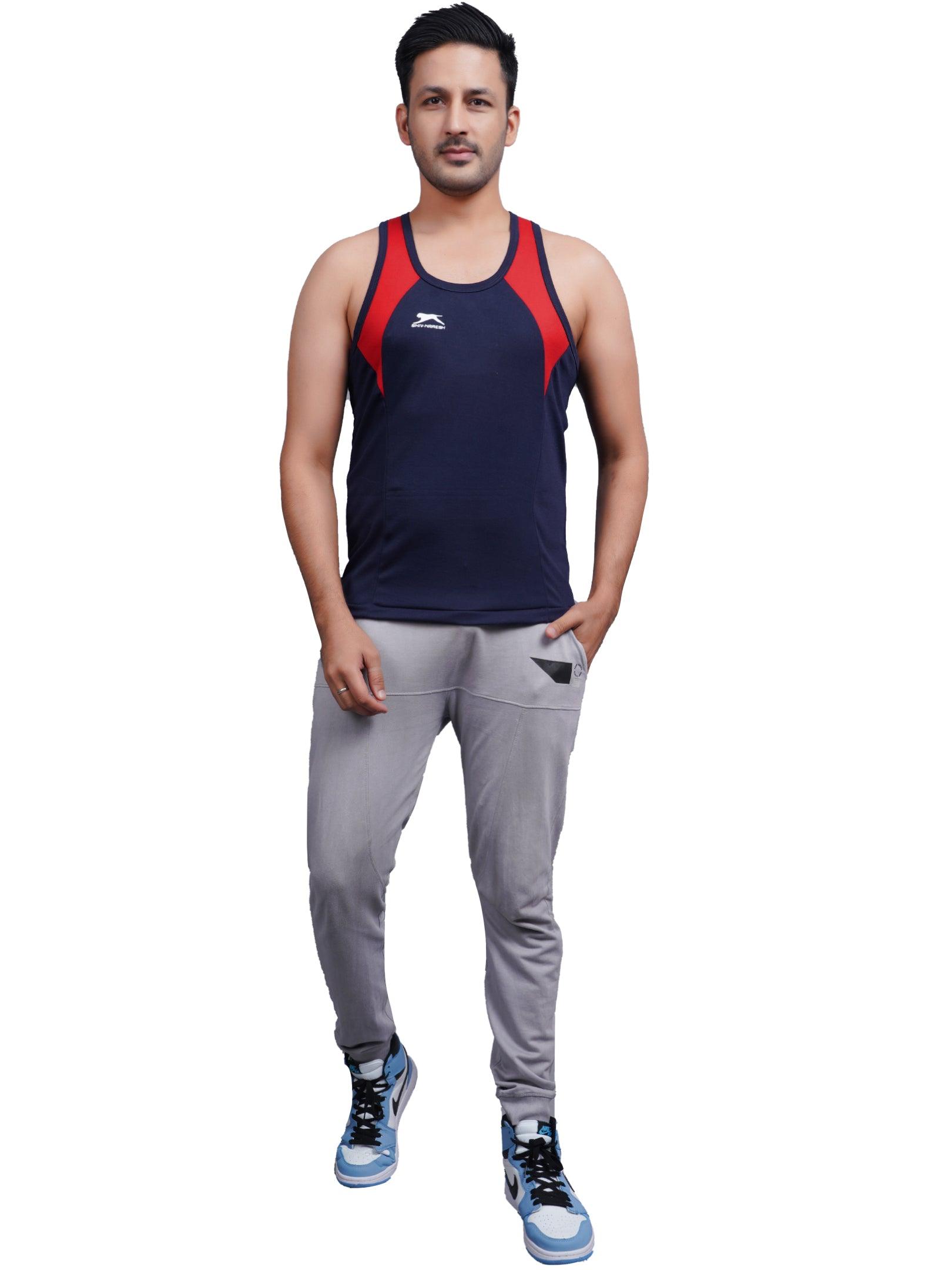 SHIV-NARESH Solid Men Cotton Red And Grey Blend Vest (Pack Of 2)