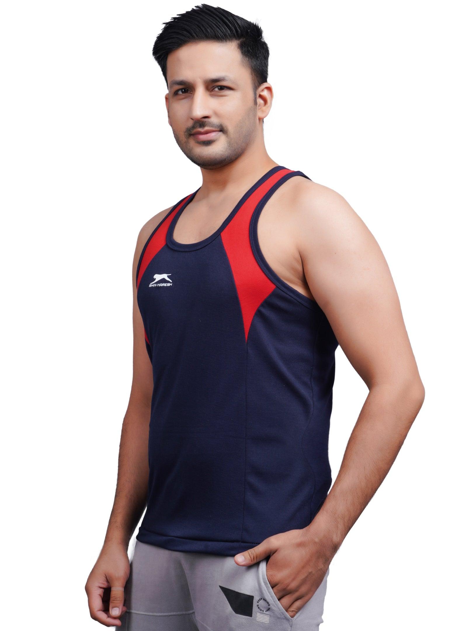 SHIV-NARESH Solid Men Cotton Red And Grey Blend Vest (Pack Of 2)