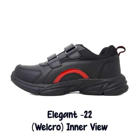 ASIAN Unisex Black & Red Elegant-22 GD Goenka School Shoes with Dual Velcro Straps | Lightweight & Comfortable Kids Sports Shoes