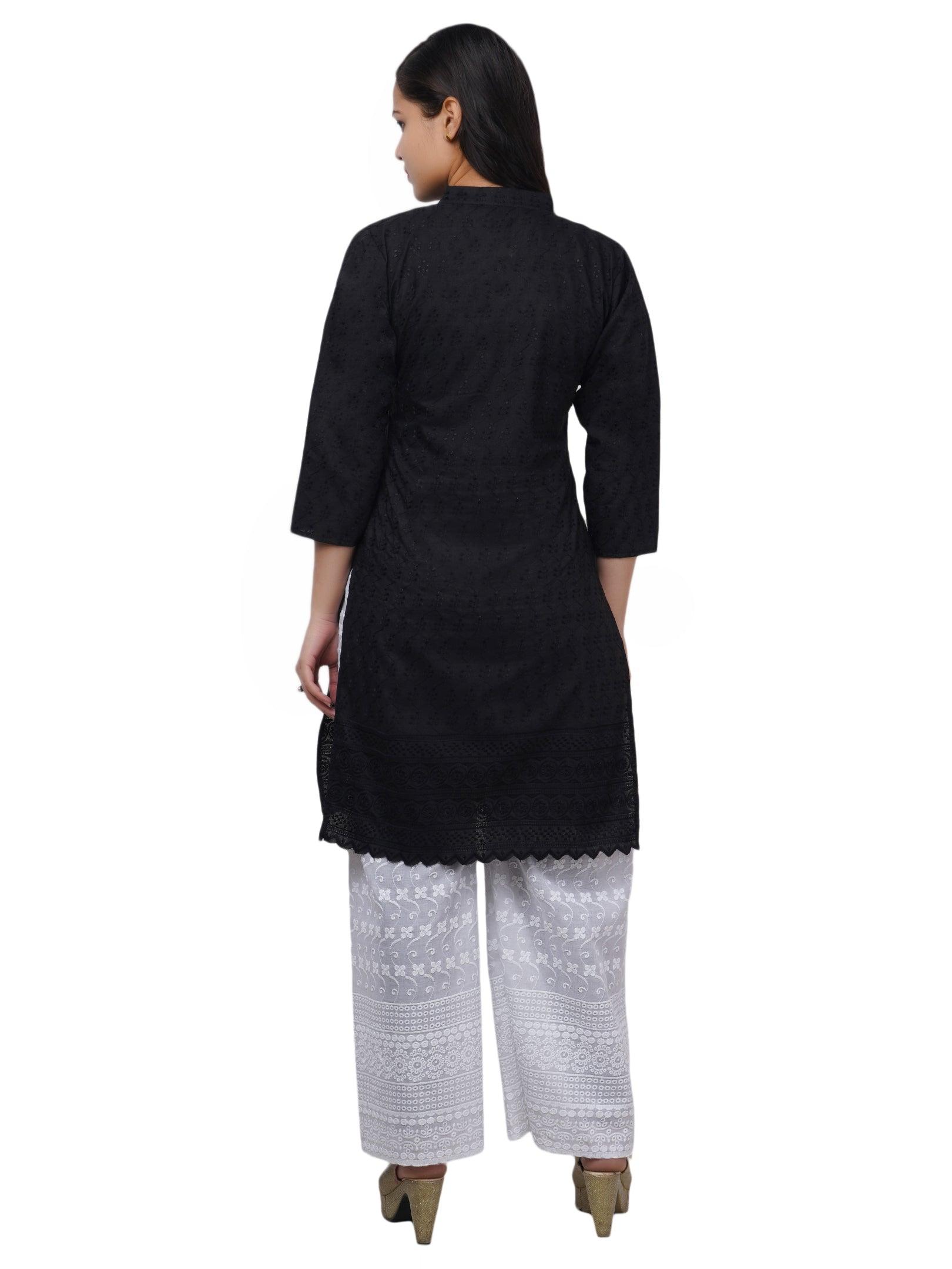 Women Black Kurta and Palazzo Set Pure Cotton