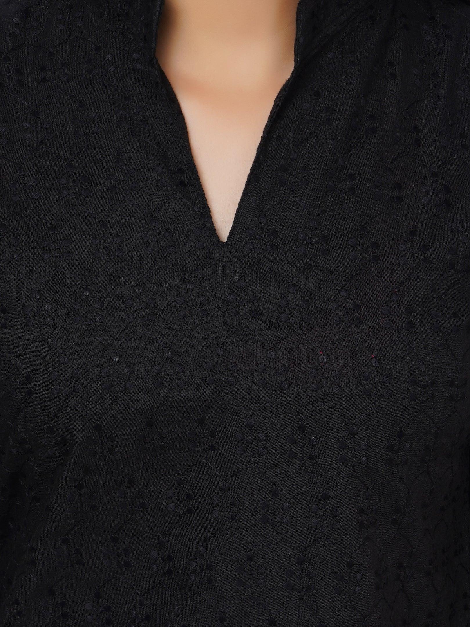 Women Black Kurta and Palazzo Set Pure Cotton