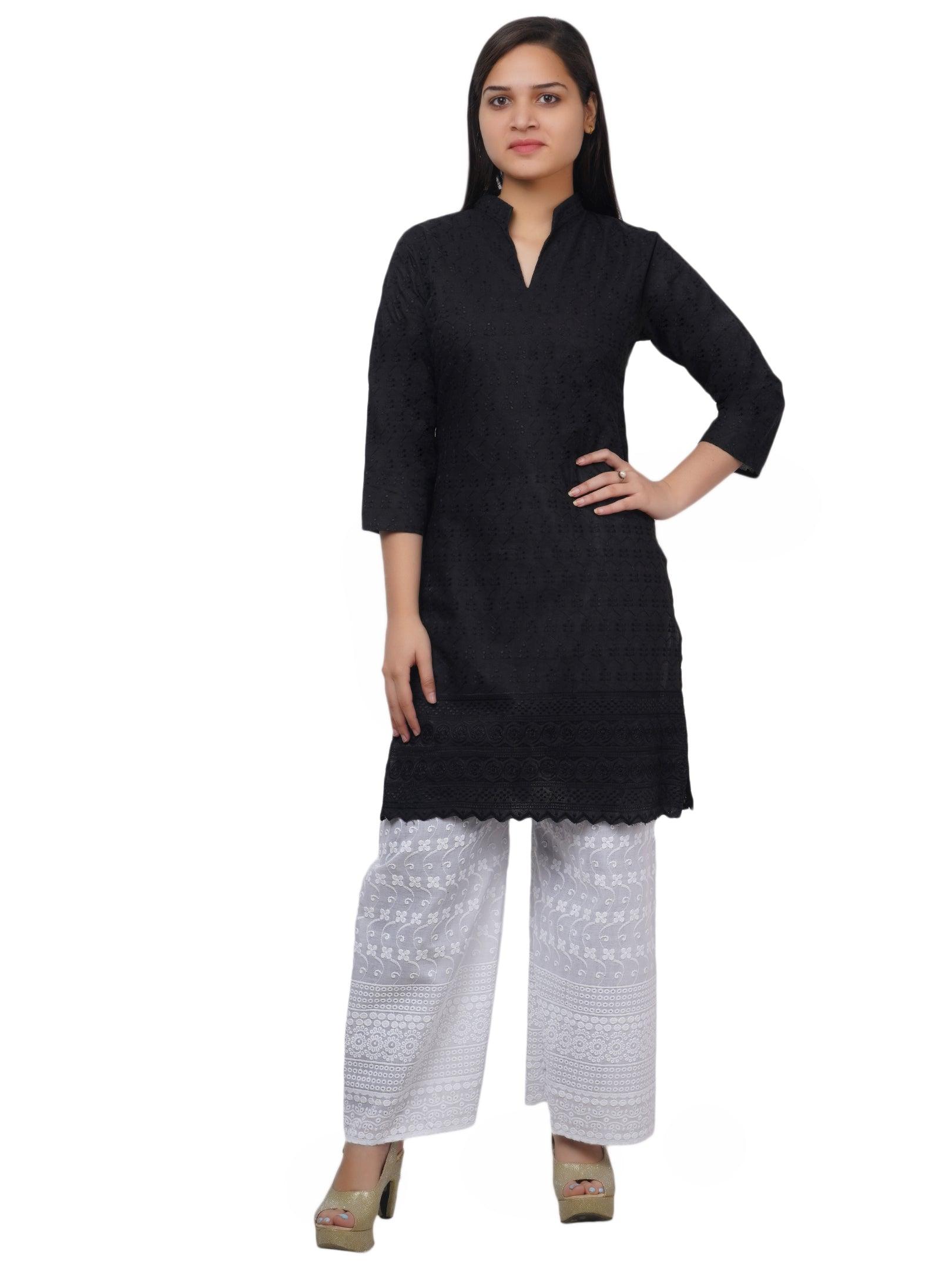 Women Black Kurta and Palazzo Set Pure Cotton XXXL