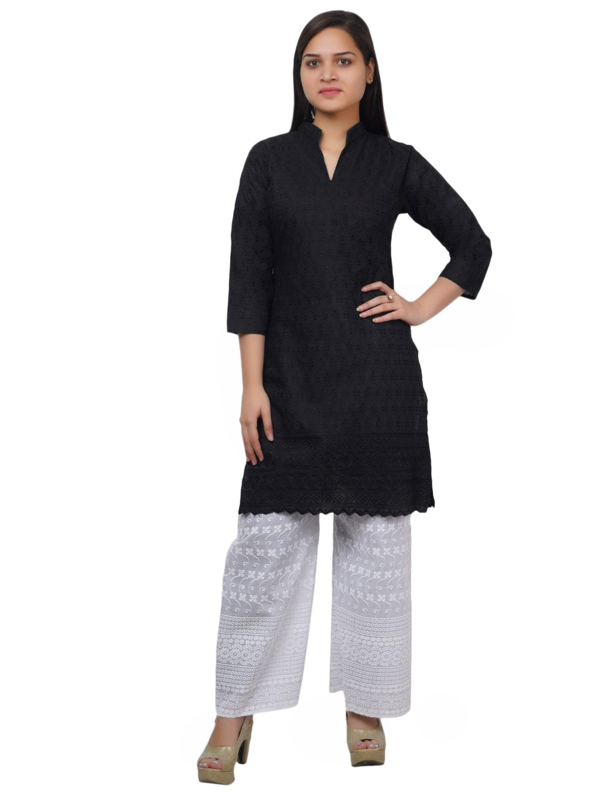 Women Black Kurta and Palazzo Set Pure Cotton XXXL