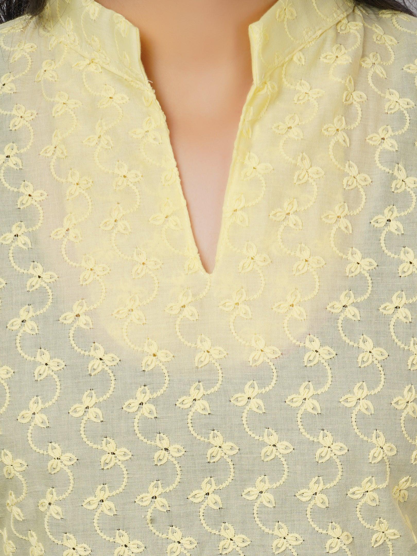 Women Lemon Yellow Kurta and Palazzo Set Pure Cotton