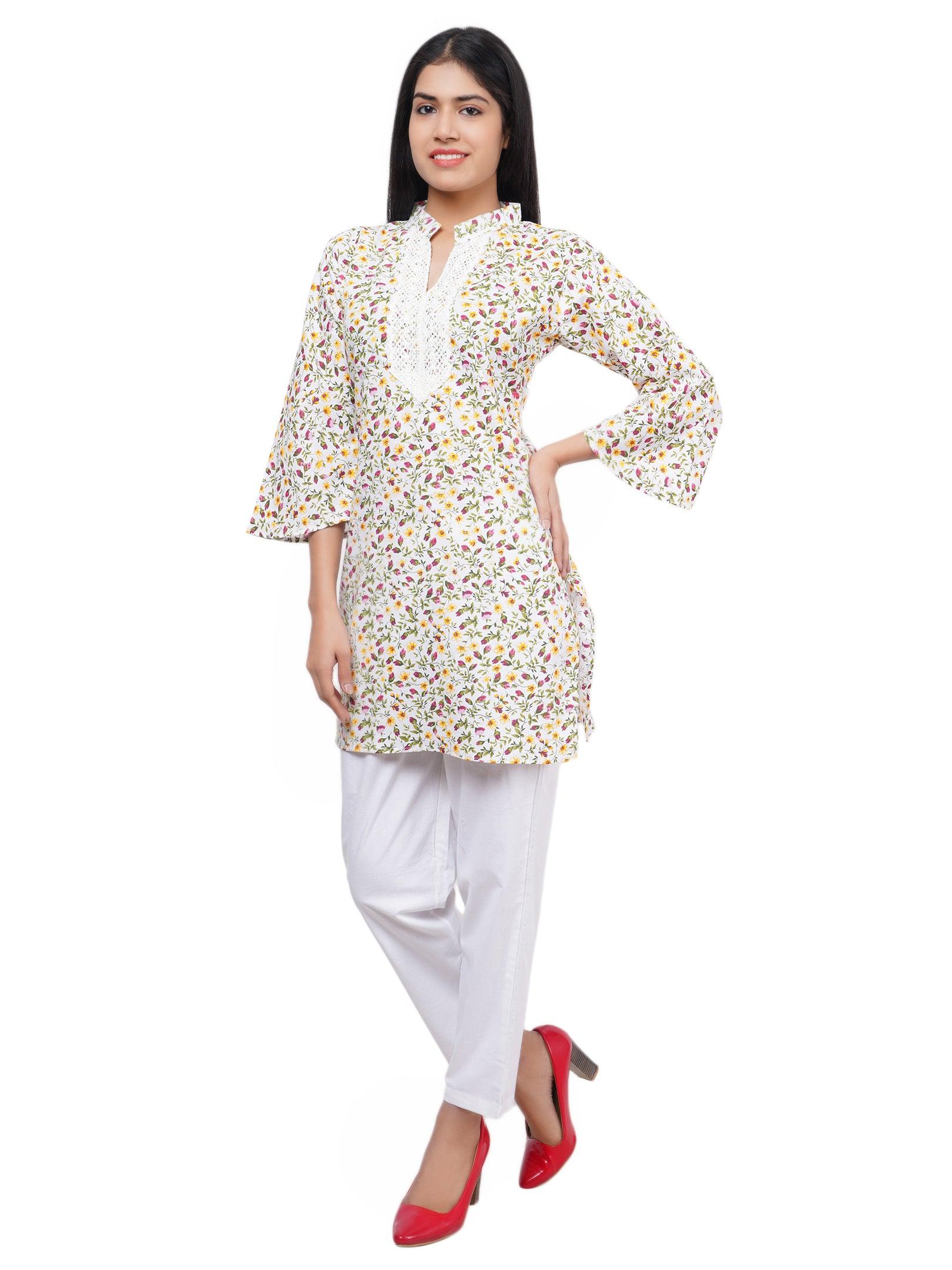 Women Multi and Red White Floral Print Pure Cotton Straight Kurta Pack Of 2