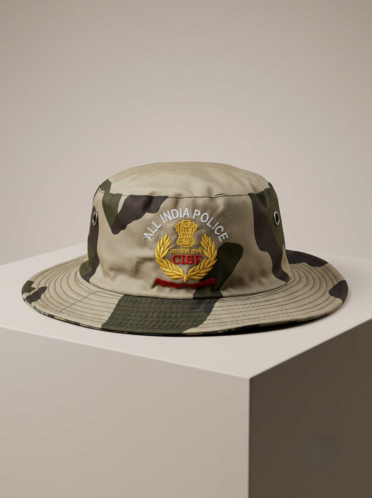 CISF All India Police Camouflage Boonie Hat – Tactical Wide-Brim Sun Protection Jungle Cap