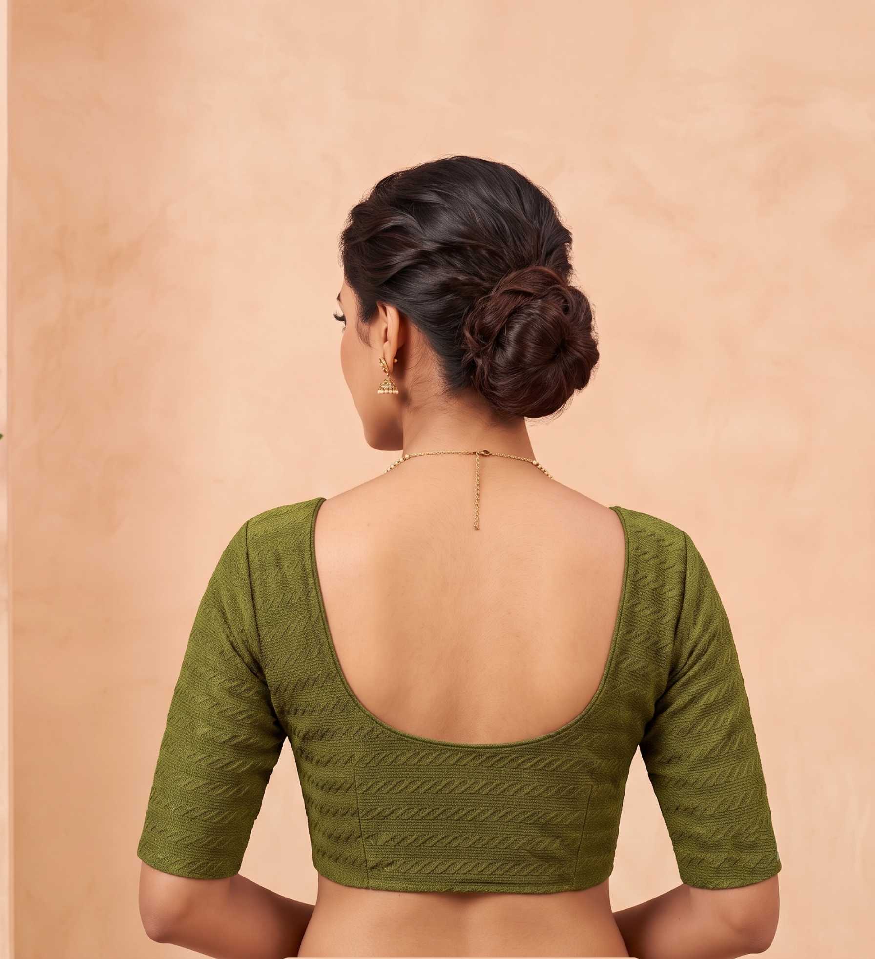 Trendzmy Women Woven Square Neck Cotton Blend Lycra Stretchable Readymade Saree Blouse