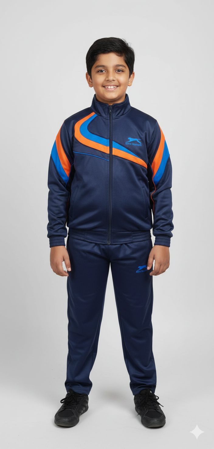 Shiv Naresh Kid's Elite Blue Athletic Tracksuit - Full Zip Jacket & Training Pants Set