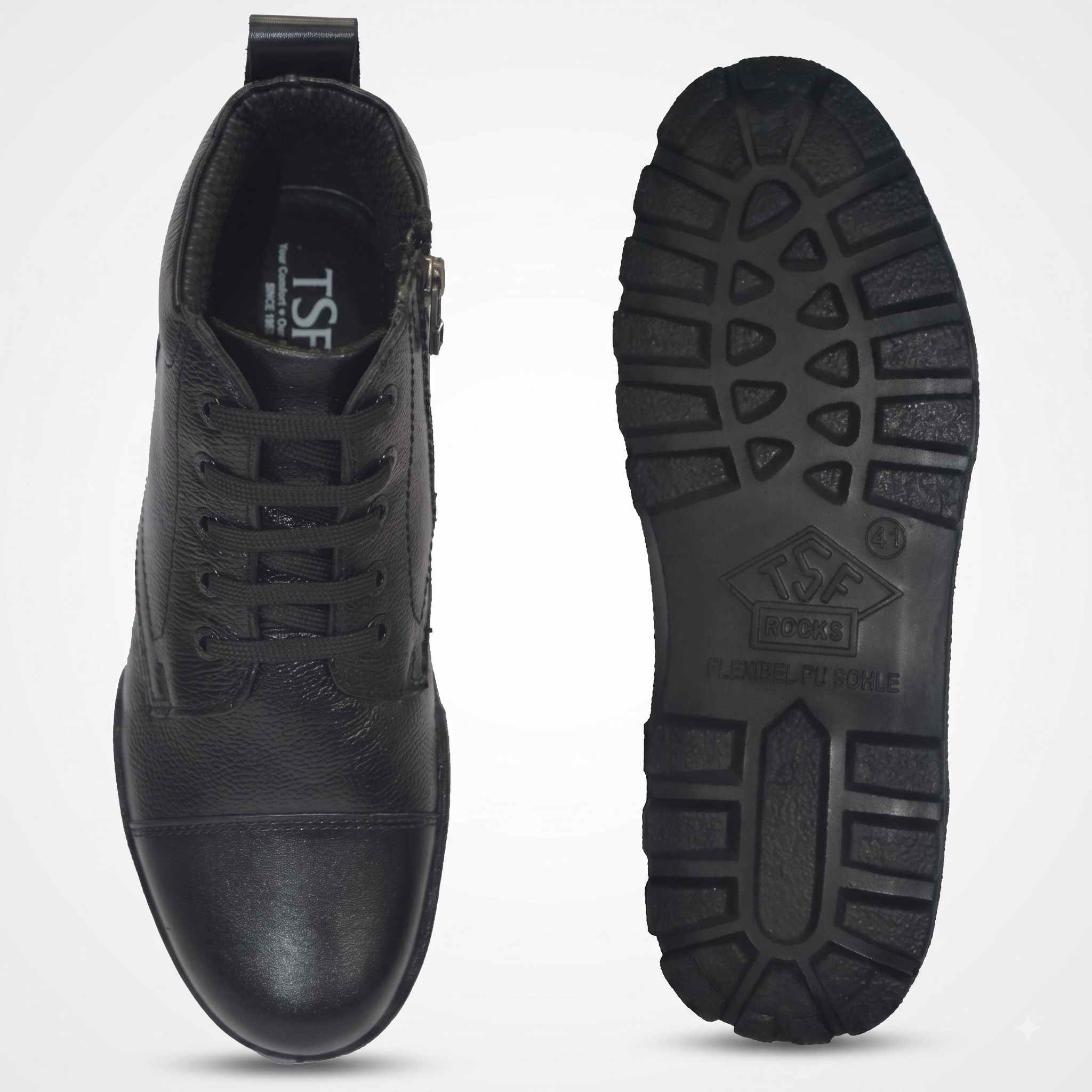 Men's TSF Police Uniform Boot Genuine Leather Black