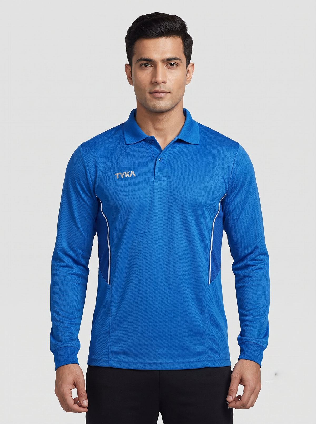 TYKA-Men's Royal Blue Long Sleeve Polo T-Shirt | Performance Activewear & Sports Jersey