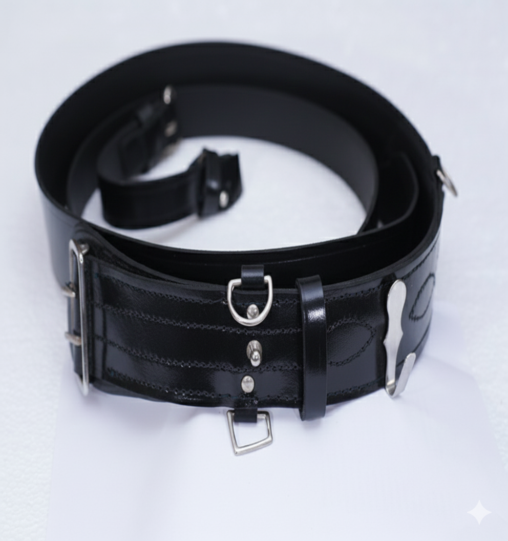 Regulation Police Cross-Strap,Dual-Point Support Belt_Black