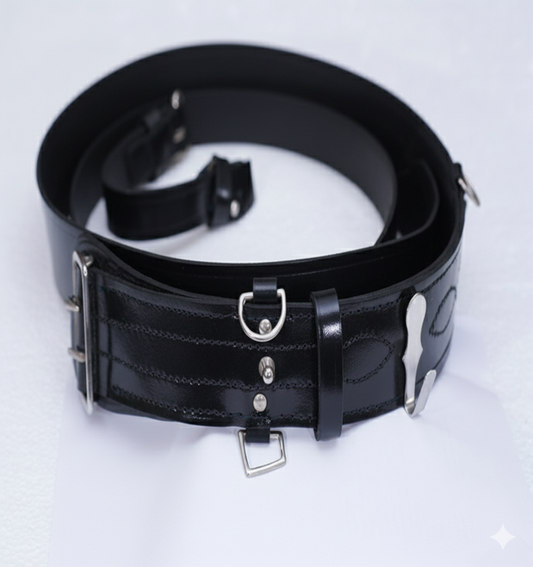 Regulation Police Cross-Strap,Dual-Point Support Belt_Black