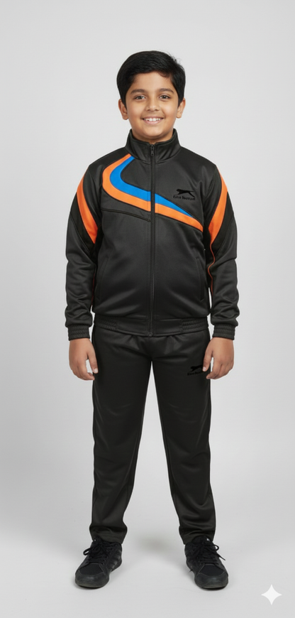 Shiv Naresh Kid's Elite Black Athletic Tracksuit - Full Zip Jacket & Training Pants Set