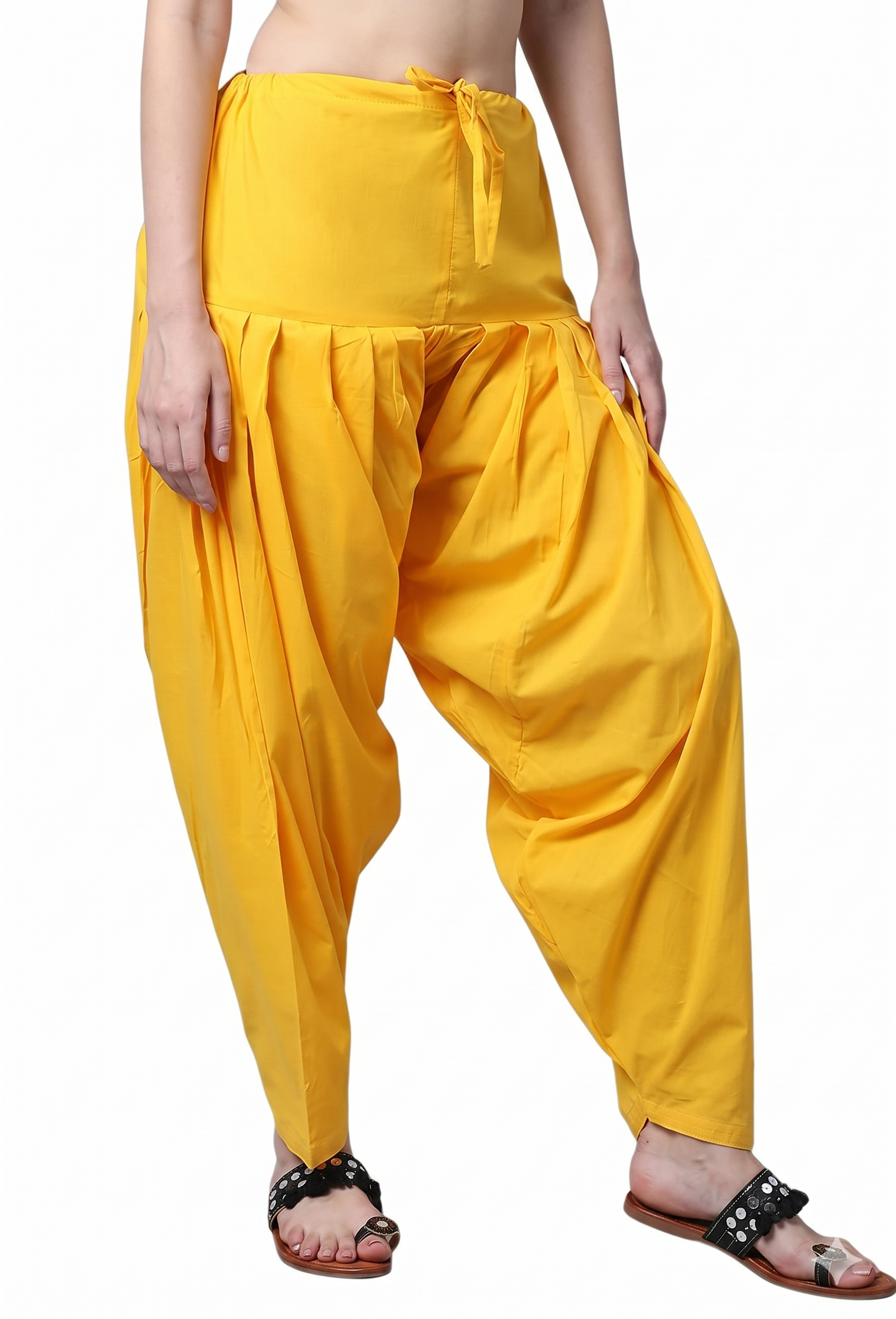 Women & Girl's Ethnic Premium Pleated Patiala Salwar in Yellow & Sky Blue-Pack of 2