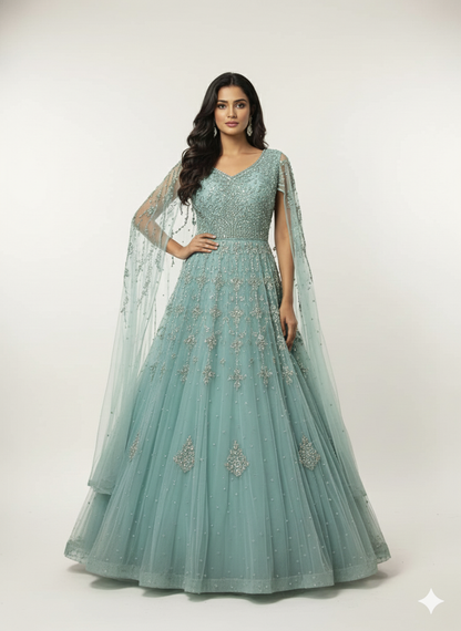 The Seraphina Seafoam Designer Gown