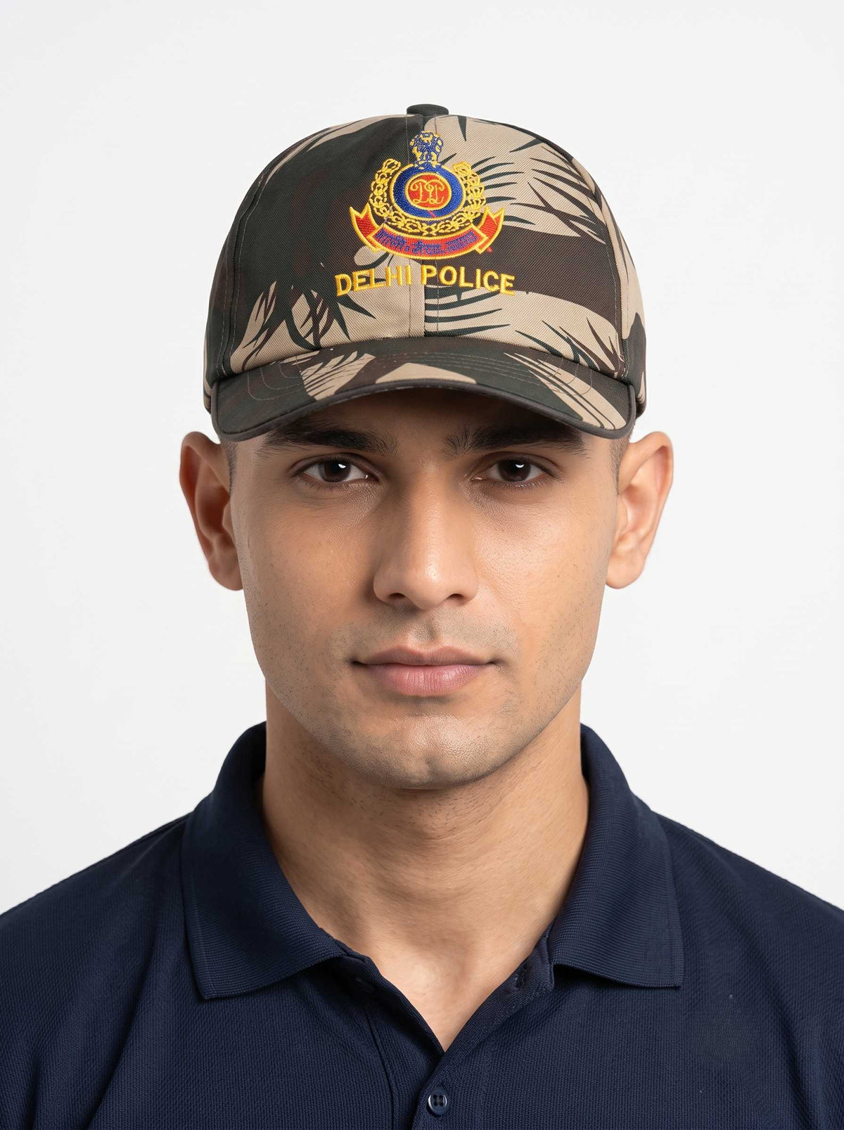 Delhi Police Embroidered Camouflage Cotton Baseball Cap | Adjustable Commando Print Cap