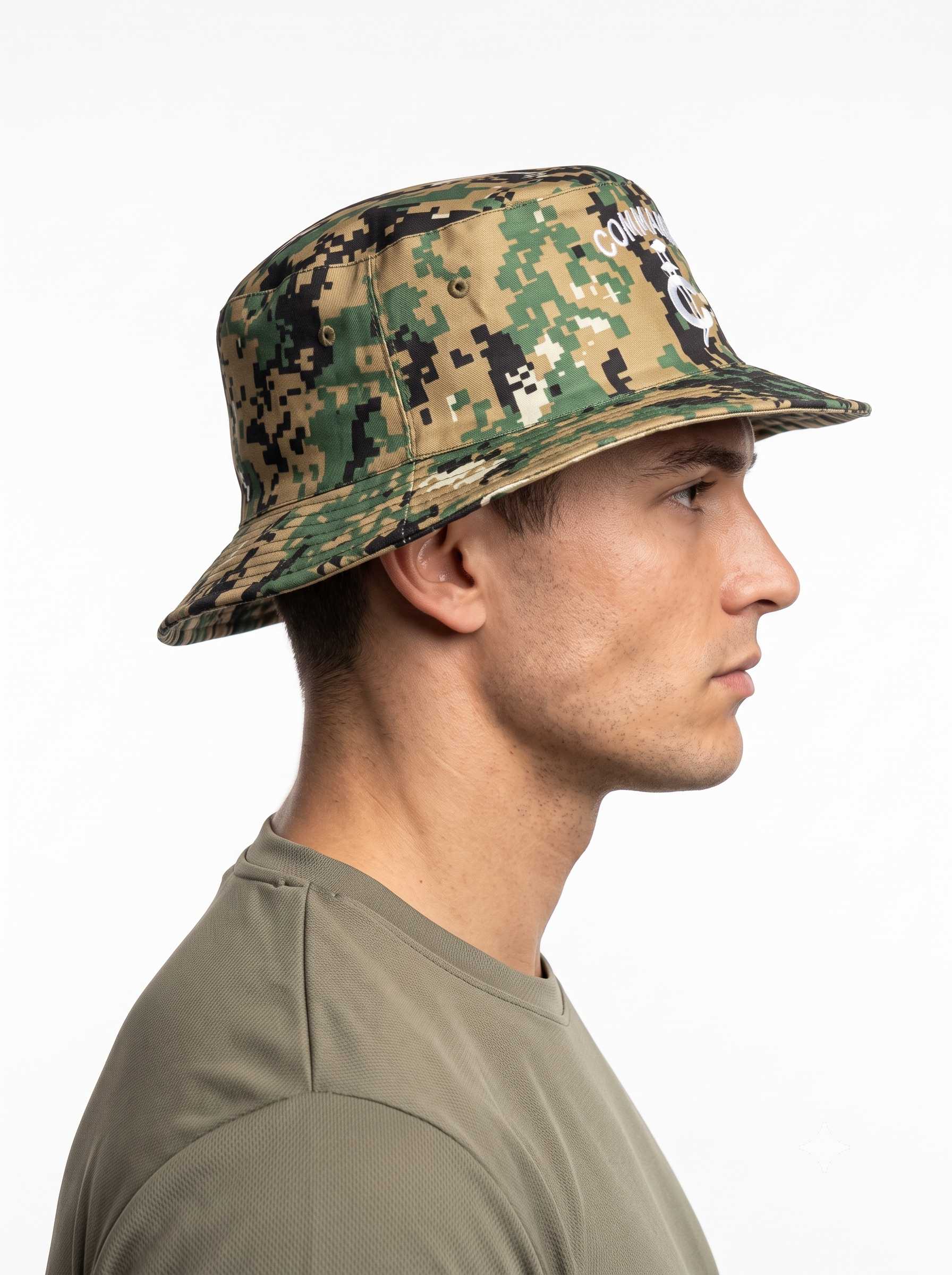 Commando Embroidered Digital Camo Bucket Hat – Tactical Outdoor Sun Boonie Cap