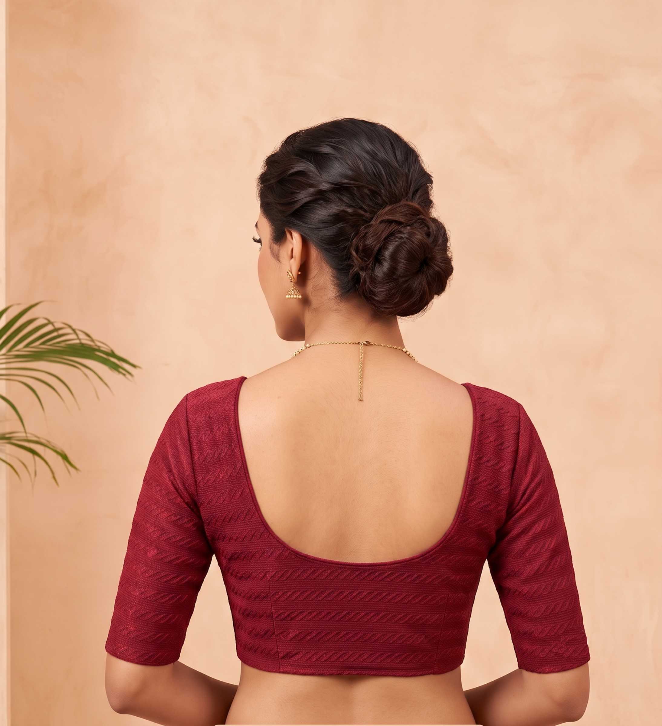Trendzmy Women Woven Square Neck Cotton Blend Lycra Stretchable Readymade Saree Blouse