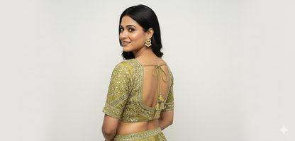 Elegant Mehendi Green Cotton Silk Embroidered Blouse