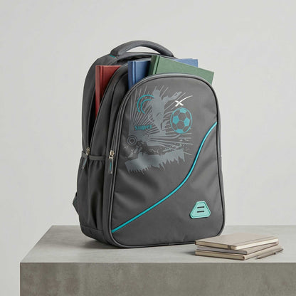 Pro Ergonomic School Backpack – Durable Gray & Teal Soccer Edition Daypack for Boys & Teens