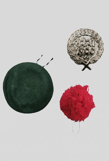 NCC Cadet Uniform Combo - Green Beret Cap, Badge & Red Hackle Assorted