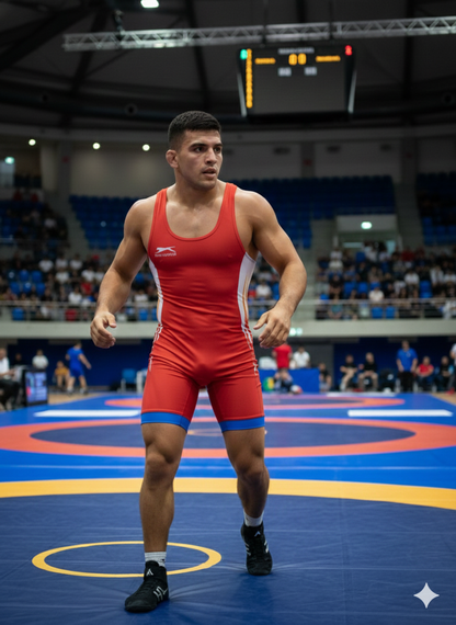 Wrestling singlet Legsuit Wrestling & Weightlifting Swimwear Costume Red