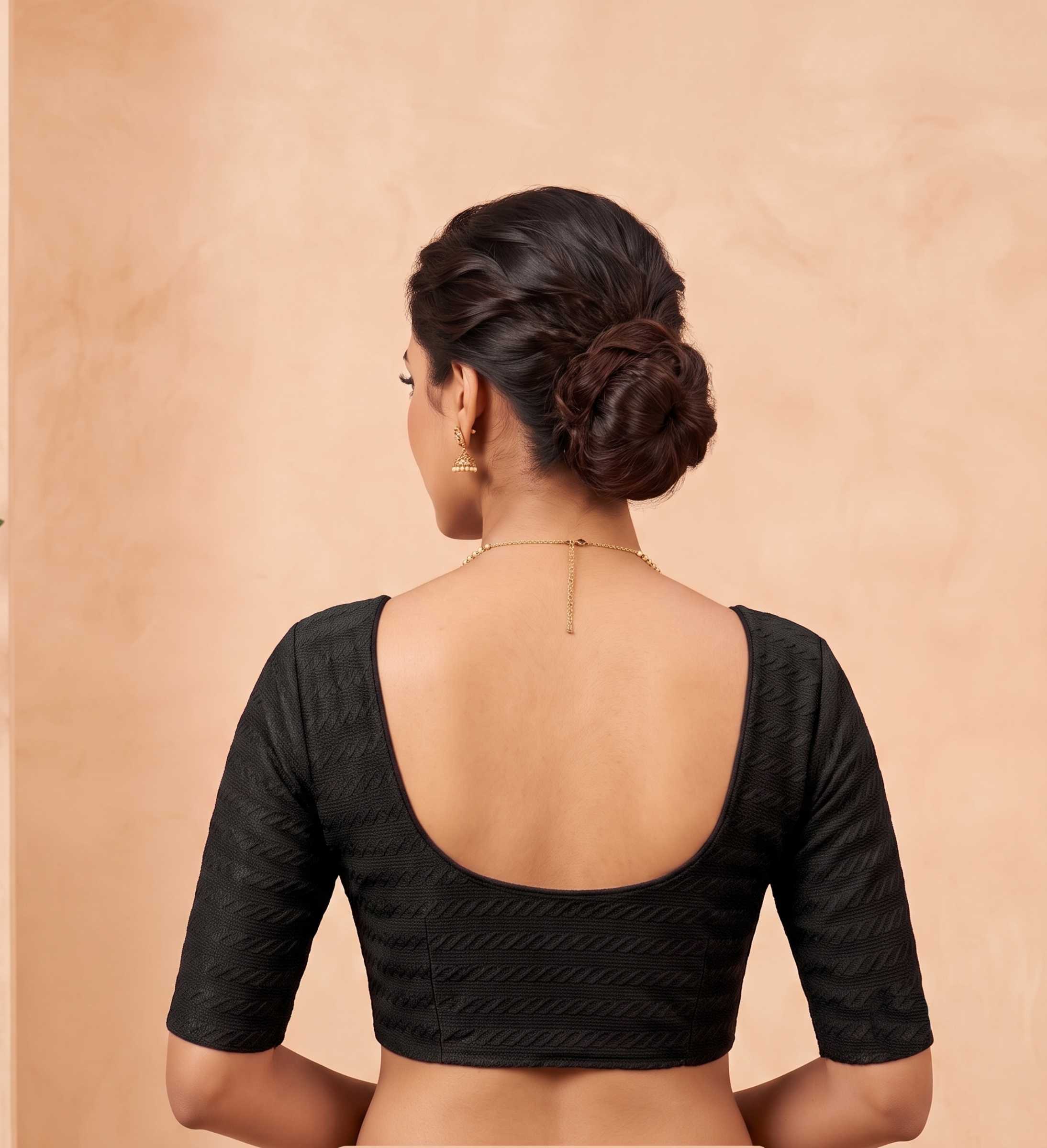 Trendzmy Women Woven Square Neck Cotton Blend Lycra Stretchable Readymade Saree Blouse