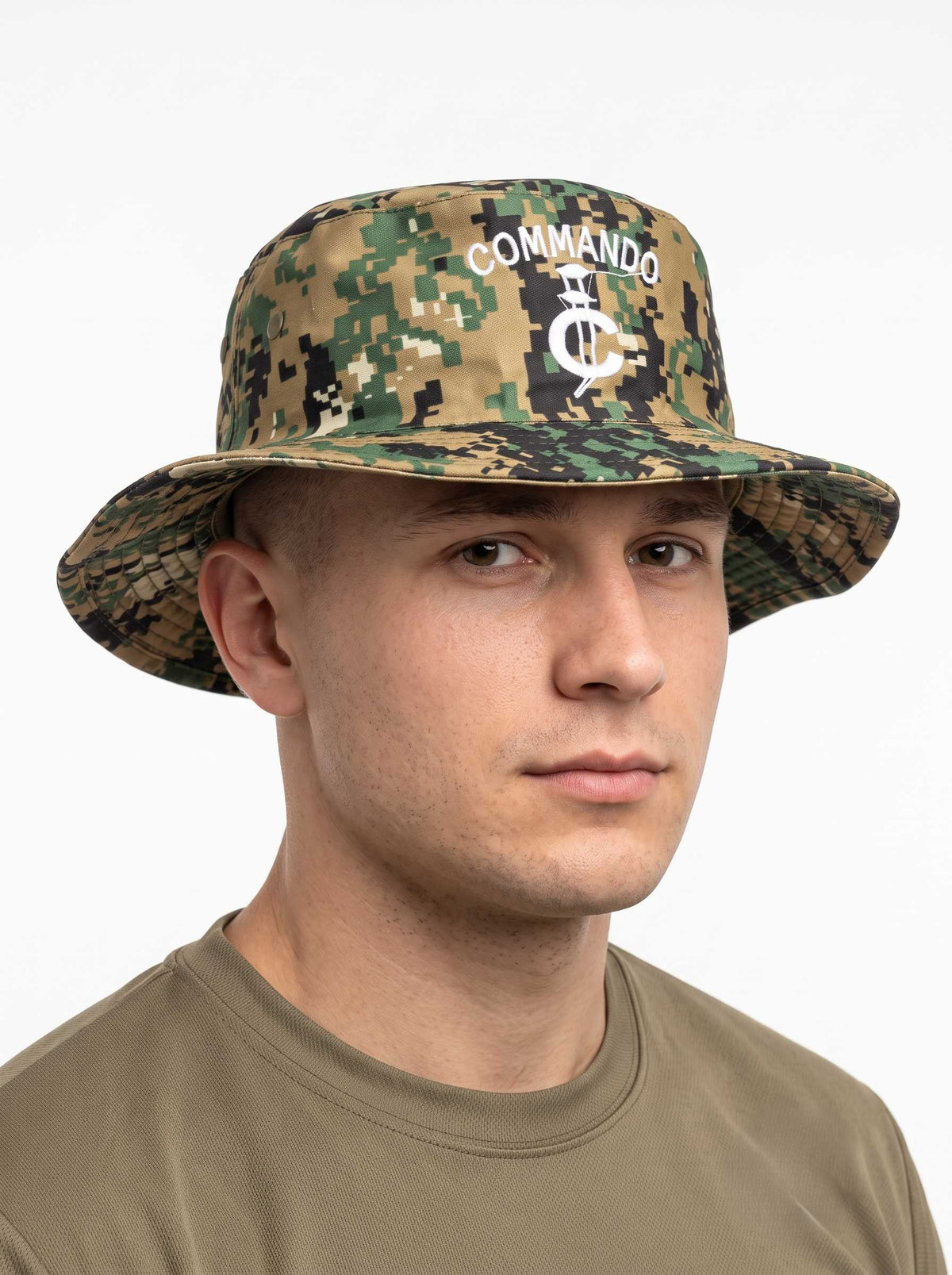 Commando Embroidered Digital Camo Bucket Hat – Tactical Outdoor Sun Boonie Cap