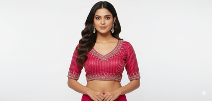 Elegant Rani Pink Cotton Silk Embroidered Blouse