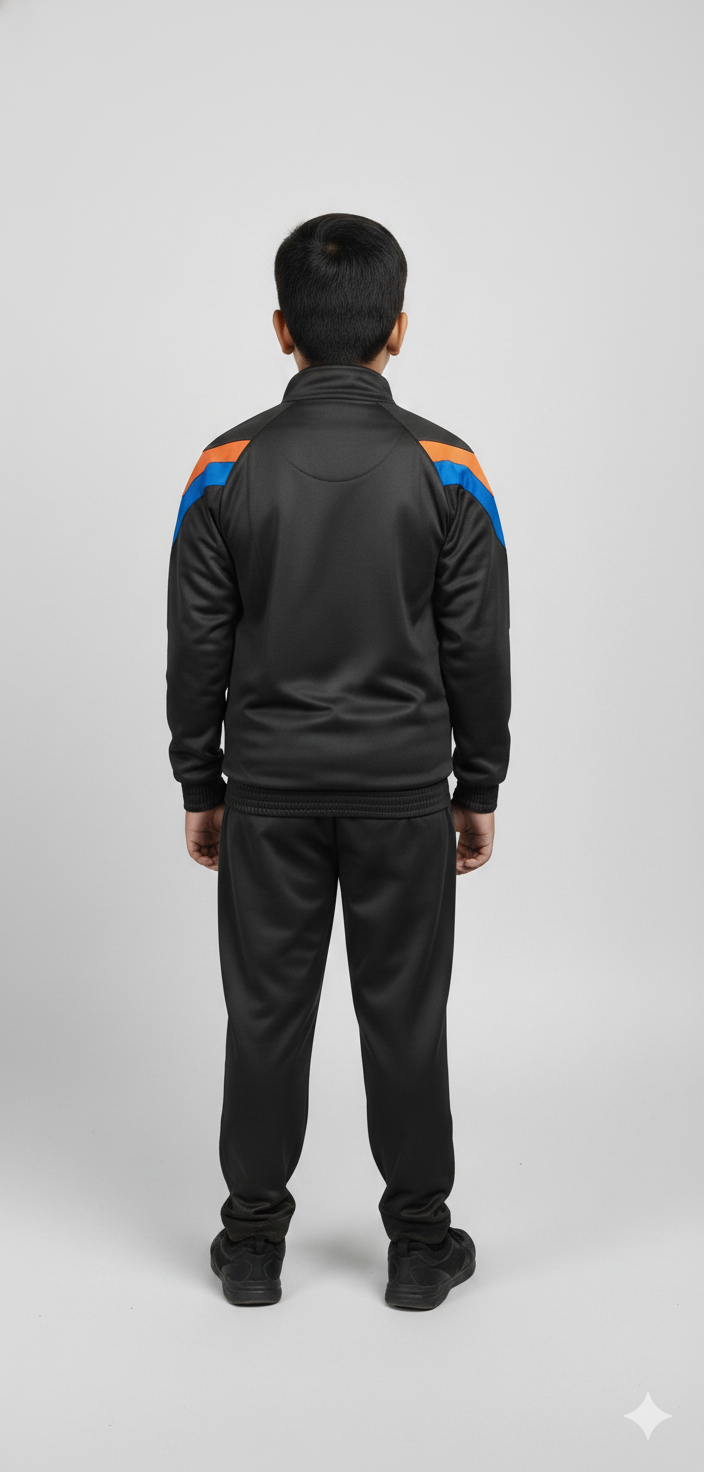 Shiv Naresh Kid's Elite Black Athletic Tracksuit - Full Zip Jacket & Training Pants Set