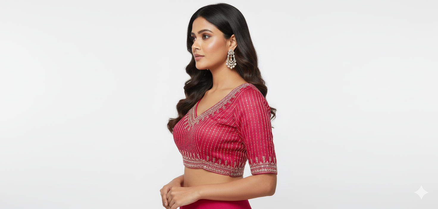 Elegant Devika_Rani Pink Cotton Silk Embroidered Blouse