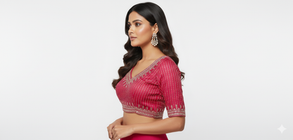 Elegant Rani Pink Cotton Silk Embroidered Blouse