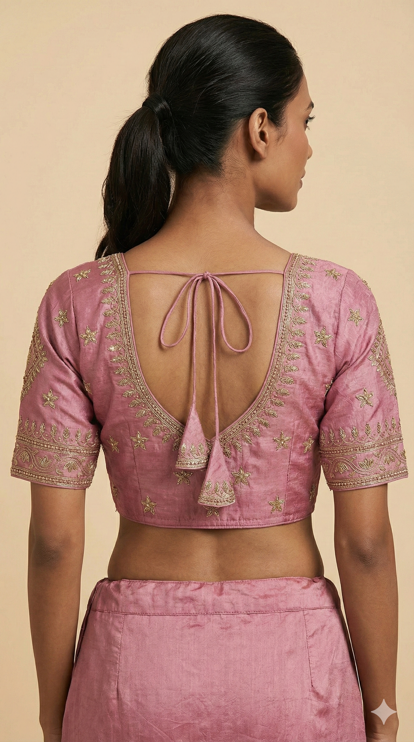 Pink Cotton Silk Embroidered Blouse