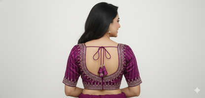 Elegant Purple Cotton Silk Embroidered Blouse