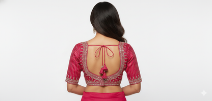 Elegant Rani Pink Cotton Silk Embroidered Blouse