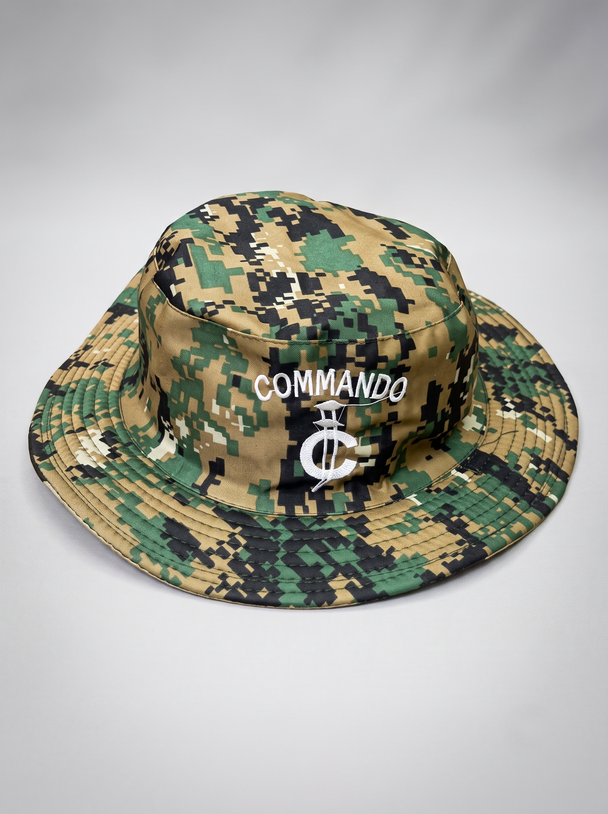 Commando Embroidered Digital Camo Bucket Hat – Tactical Outdoor Sun Boonie Cap