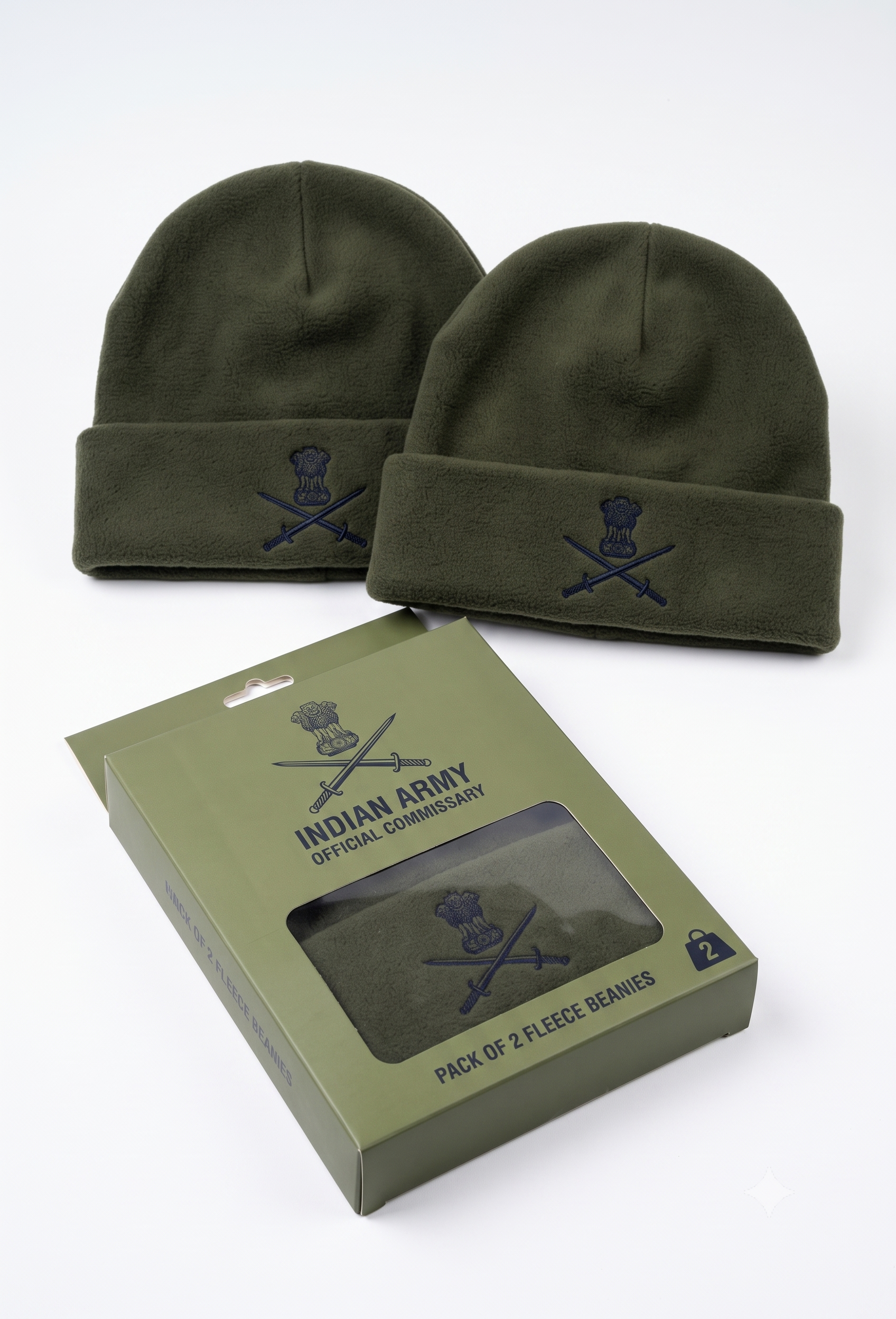 Army Military Woolen Caps for Men & Women, Topa for Winter Season Caps Green Pack Of 2 Military Green