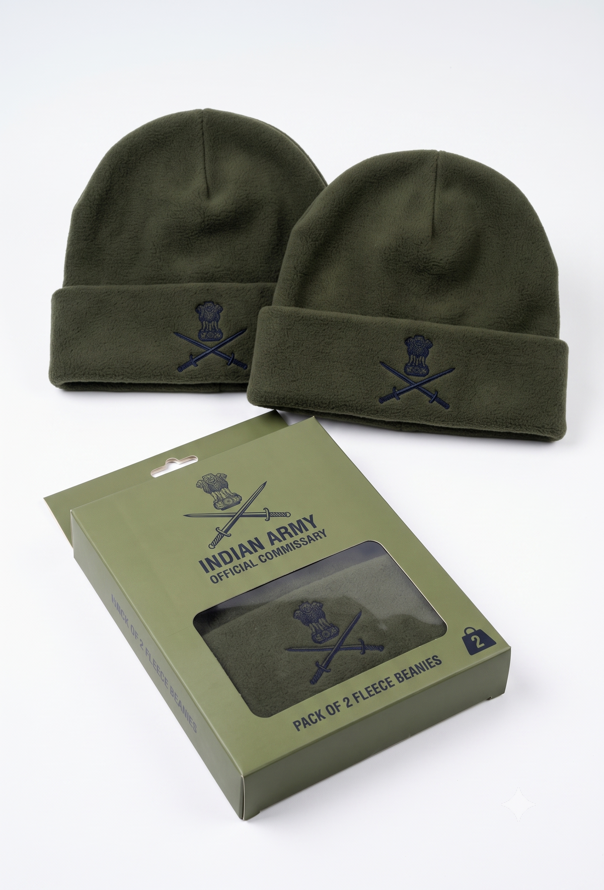 Army Military Woolen Caps for Men & Women, Topa for Winter Season Caps Green Pack Of 2 Military Green