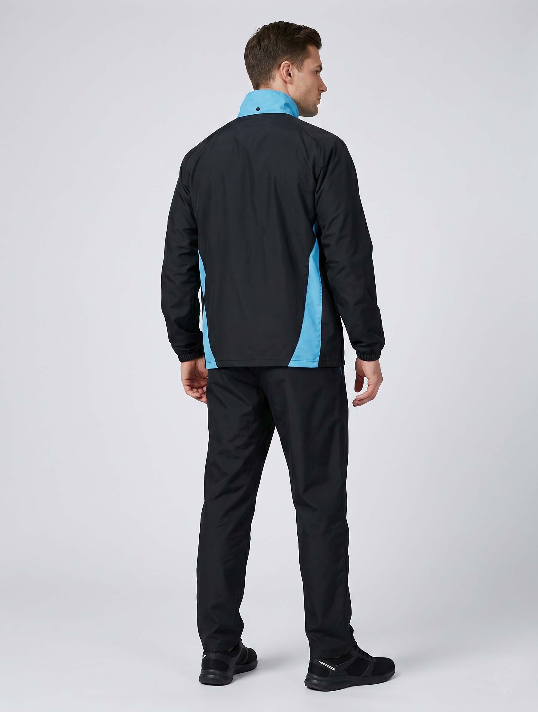 Shiv Naresh Men's Retro 459A Poly Tracksuit – Black/Cyan/White