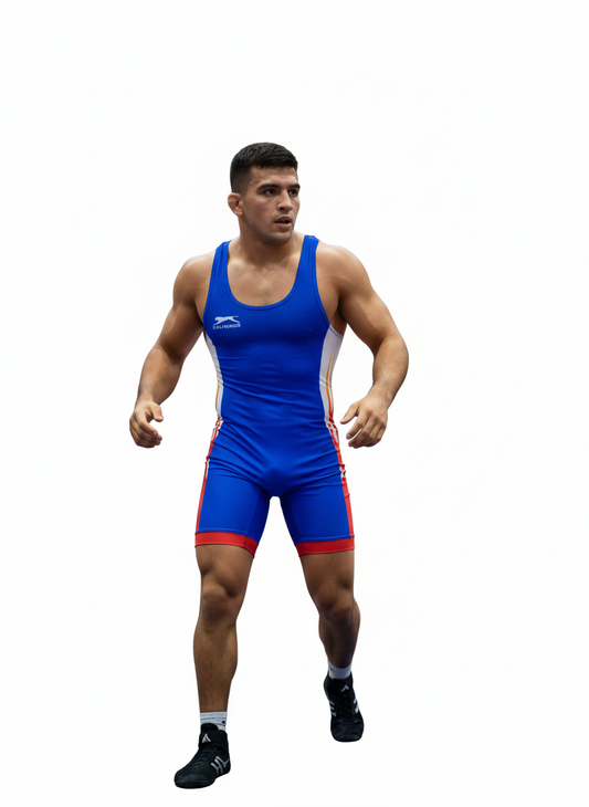 Wrestling singlet Legsuit Wrestling & Weightlifting Swimwear Costume Blue