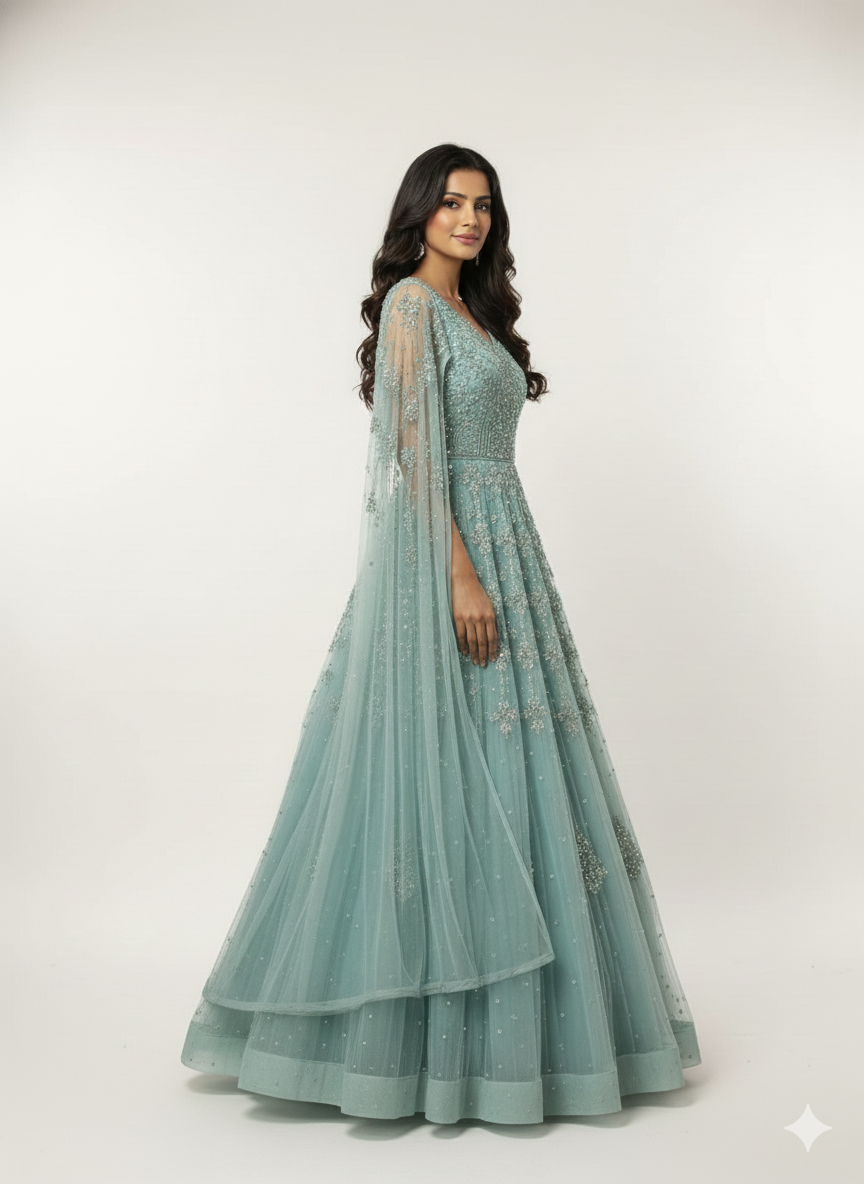 The Seraphina Seafoam Designer Gown