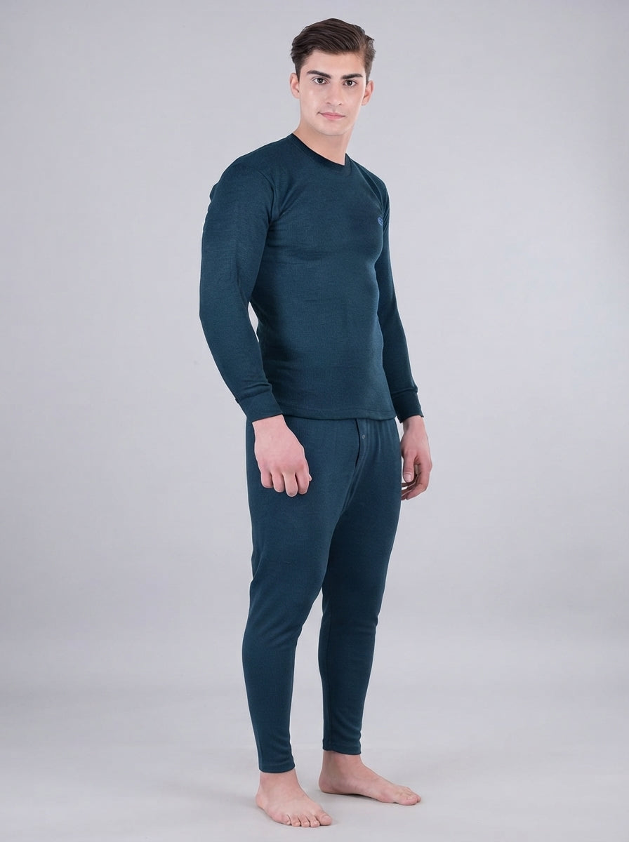 Trendzmy Men's Winter Thermal Top & Bottom Set | Soft Breathable Warm Innerwear | V-Neck | Random Color