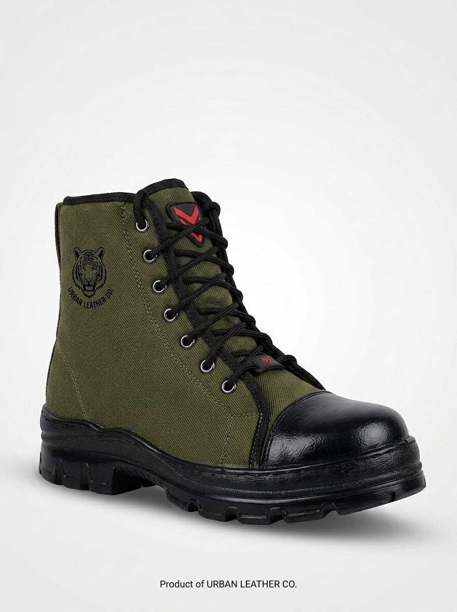Original Tactical Combat Army Jungle Boot Oil Stain Trekking Riding Shoes Boots For Men (Green, Black)