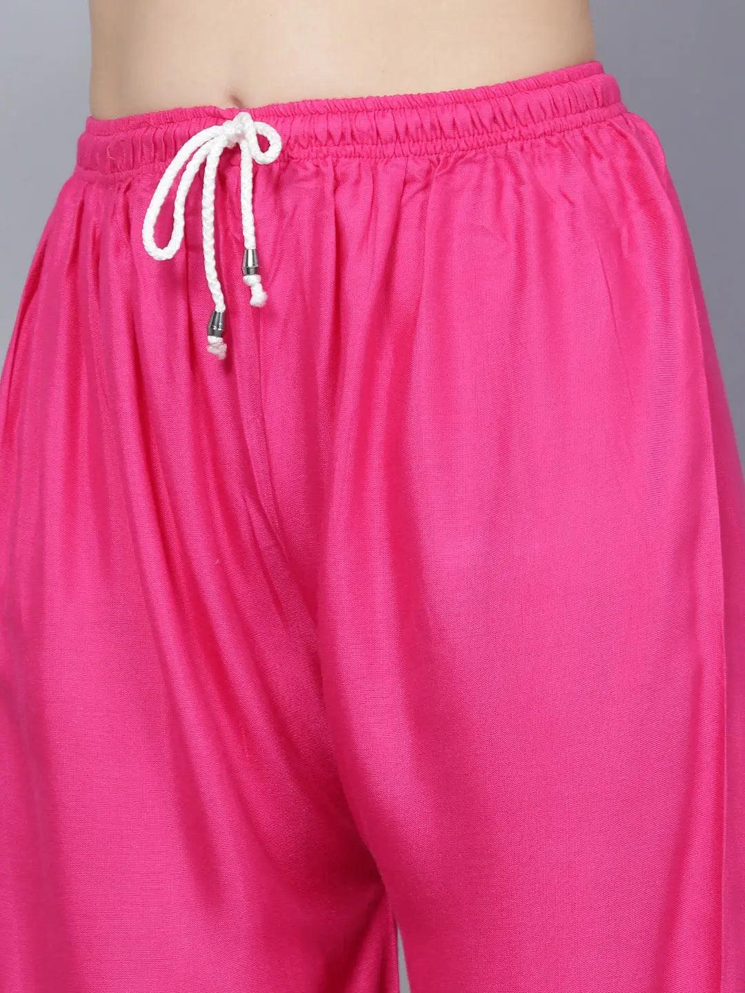 Women's Gajri Pink Plain Rayon Palazzo