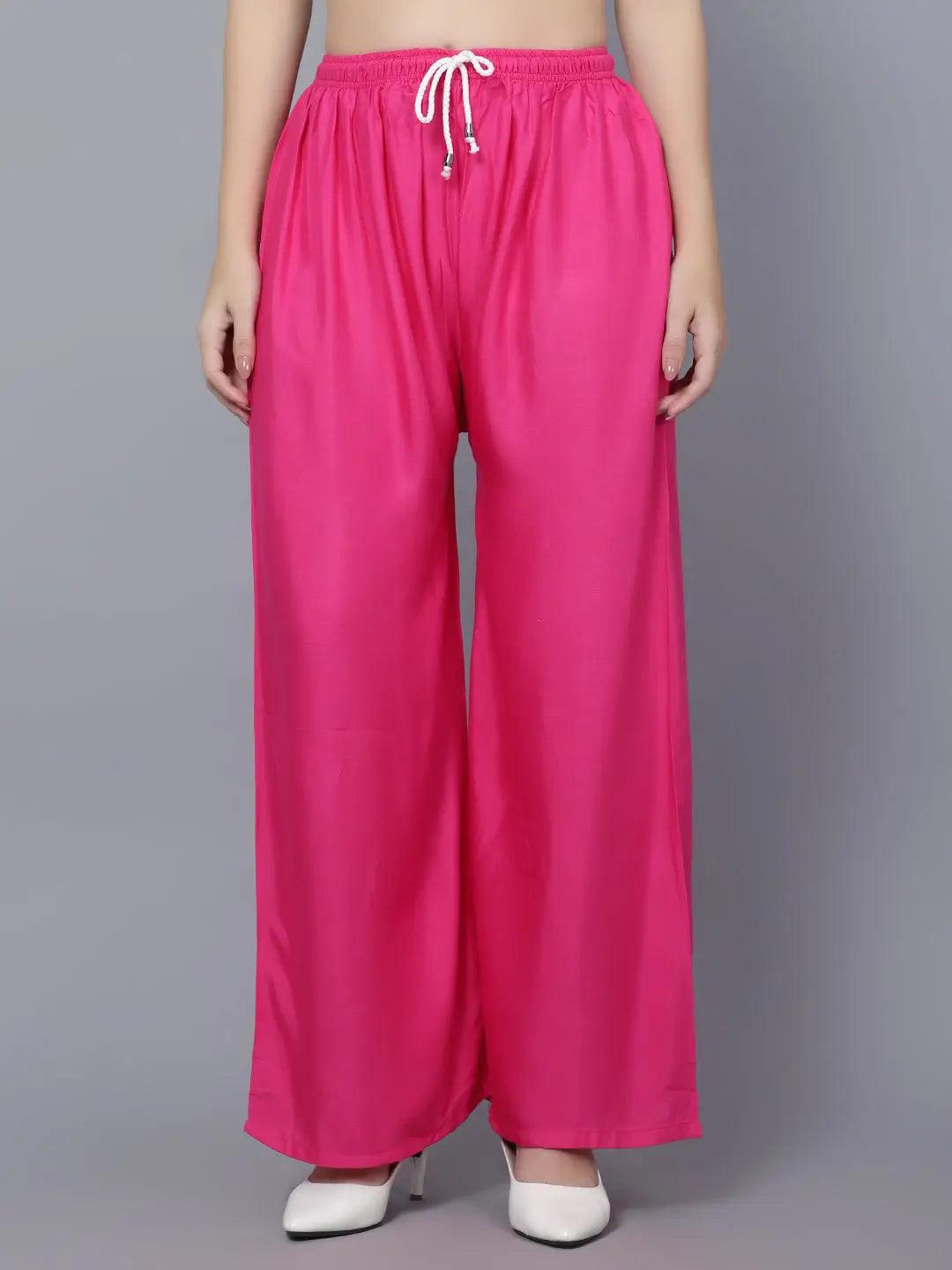 Women's Gajri Pink Plain Rayon Palazzo
