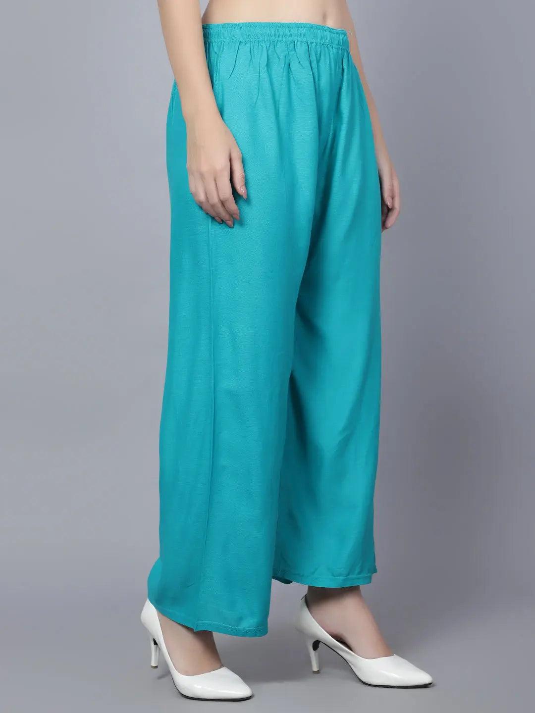 Women's Rama Green Plain Rayon Palazzo