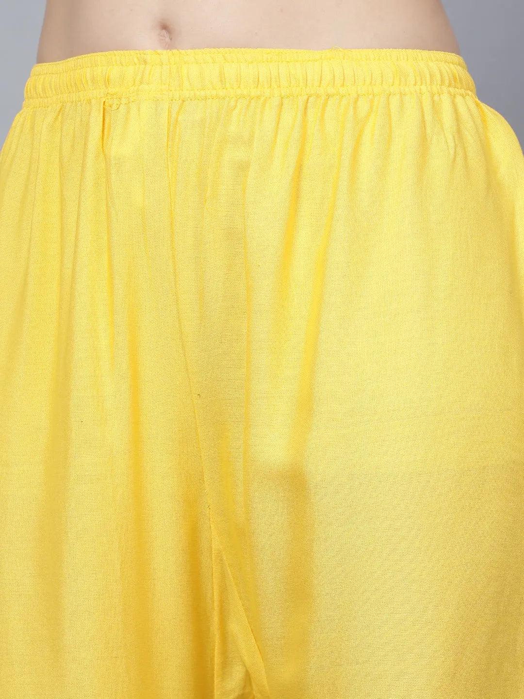 Women's Yellow Plain Rayon Palazzo