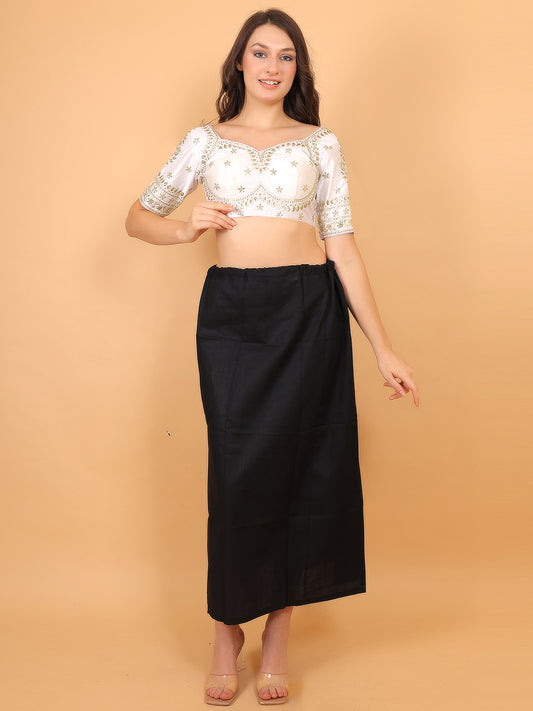 Trendzmy Embroidered Choli Cut White Cotton Silk Half Sleeve Blouse