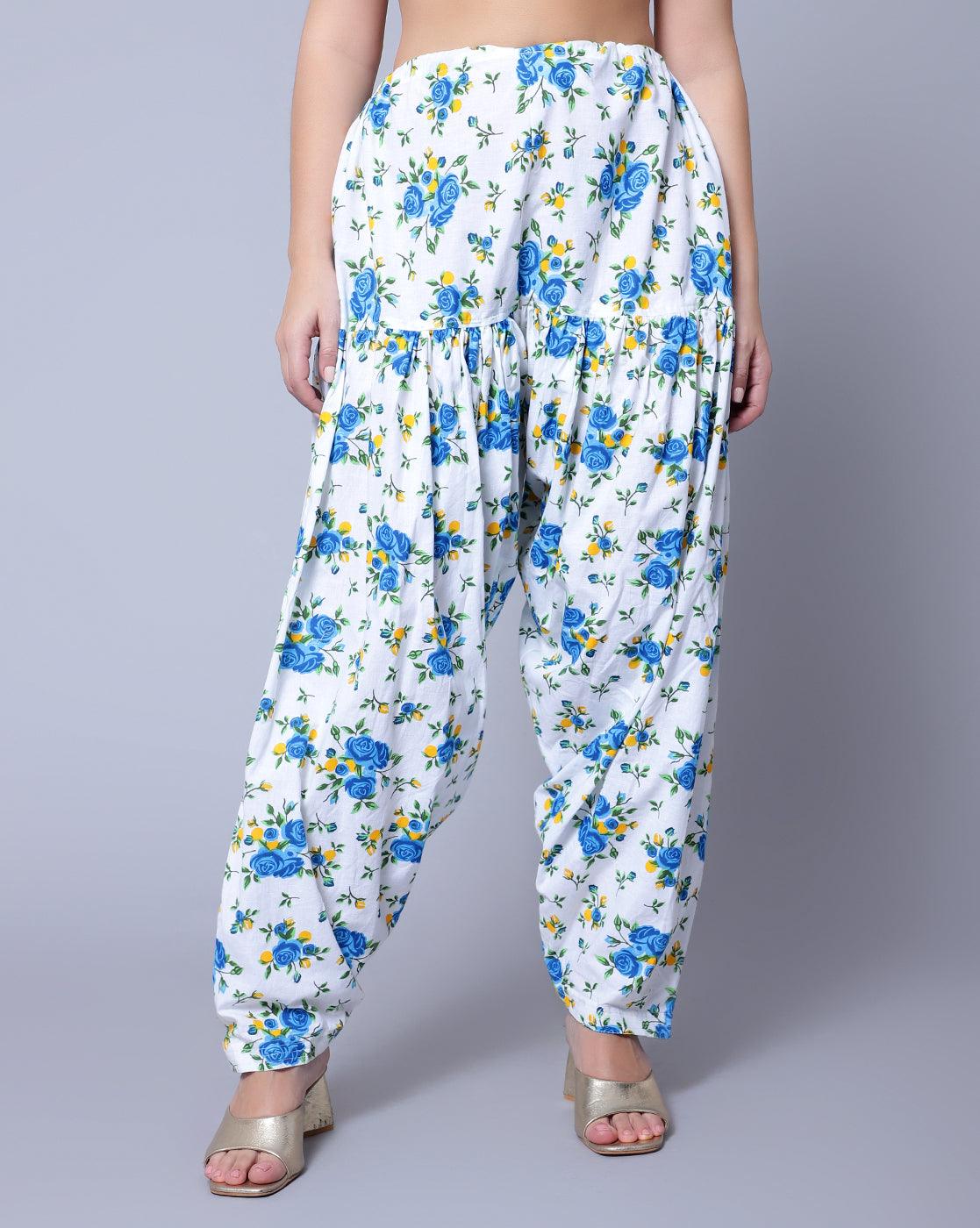 Pure Cotton Blue Printed Women Salwar Default Title