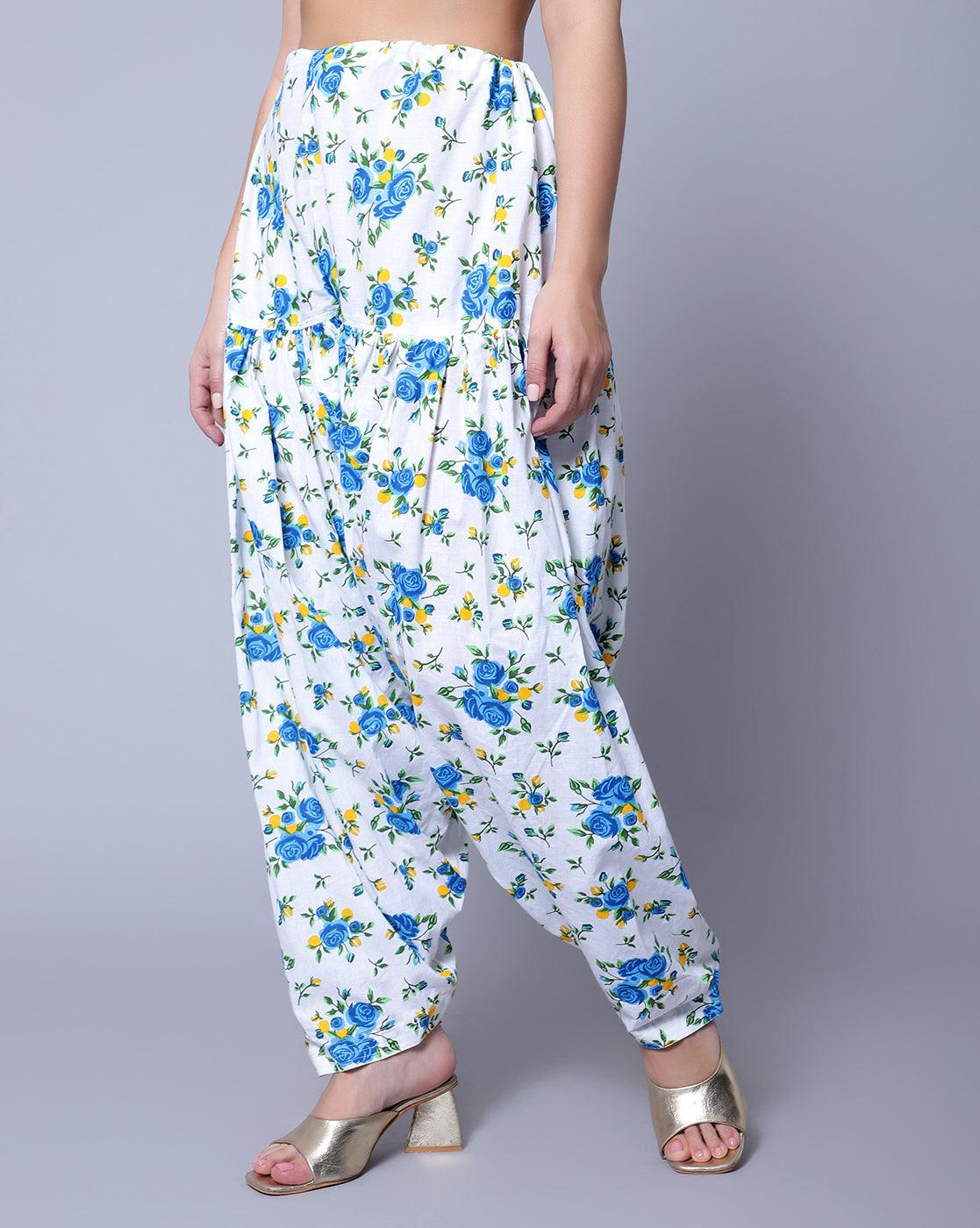 Pure Cotton Blue Printed Women Salwar